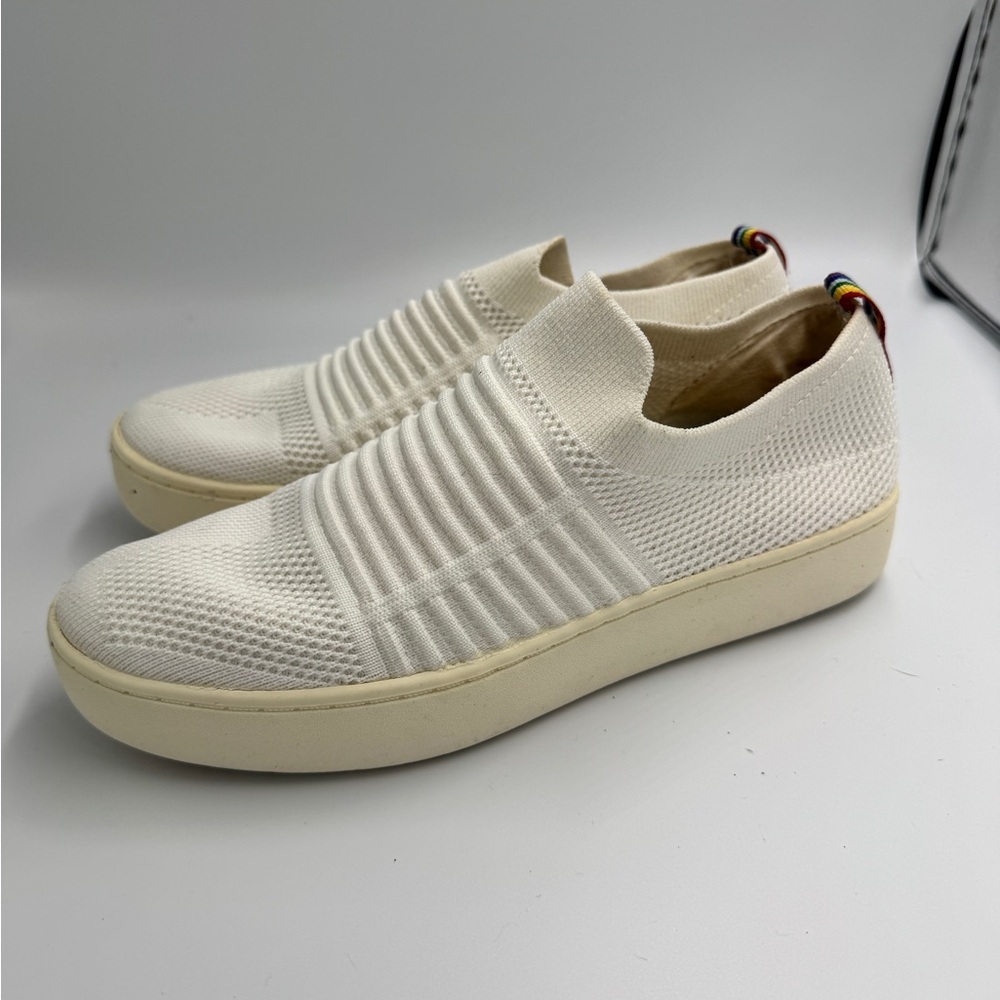 Dunes Women’s Size 8.5 Ivory Off White Knit Slip-On Sneakers Shoes - Picture 2 of 7